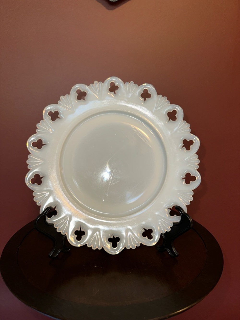 Vintage Milk Glass Club Lace Plate